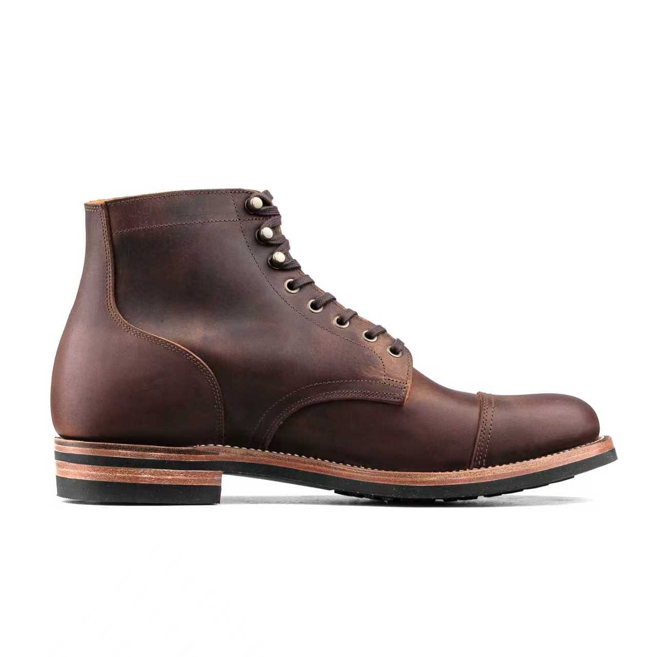 CapToe Service Boot -luosjiet®boots - Red Brown Crazy Horse Cowhide