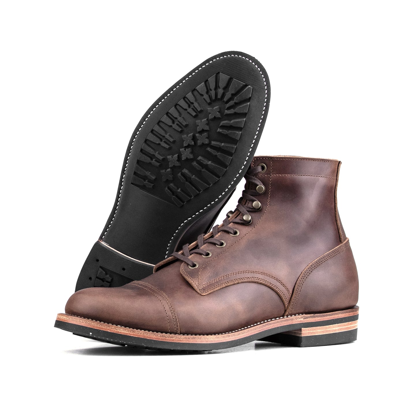 Almond CapToe Logging Boot -luosjiet®boots - Natural Oil-grained Cowhide