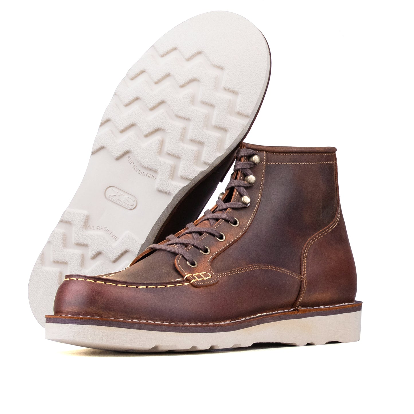 Akita Dog MocToe Boot -luosjiet®boots - Crazy Horse Red Brown