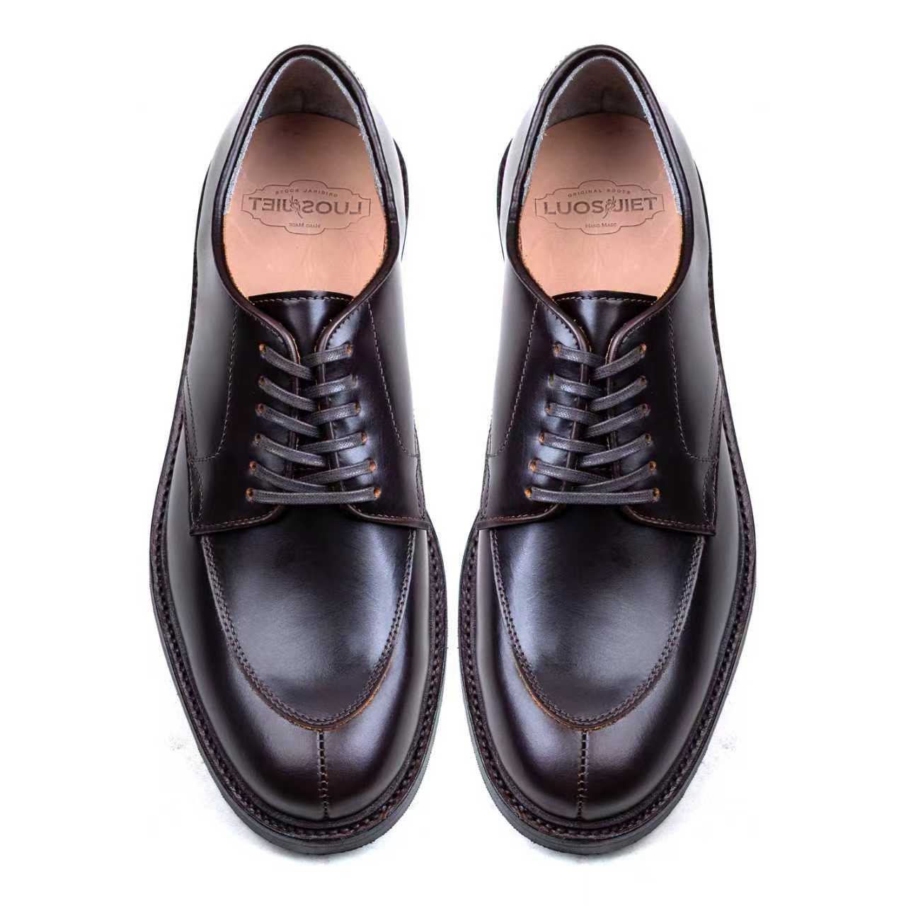 Classic V-Tip Shoe - luosjiet®shoes -  Dark Brown Smooth TeaCore Cowhide