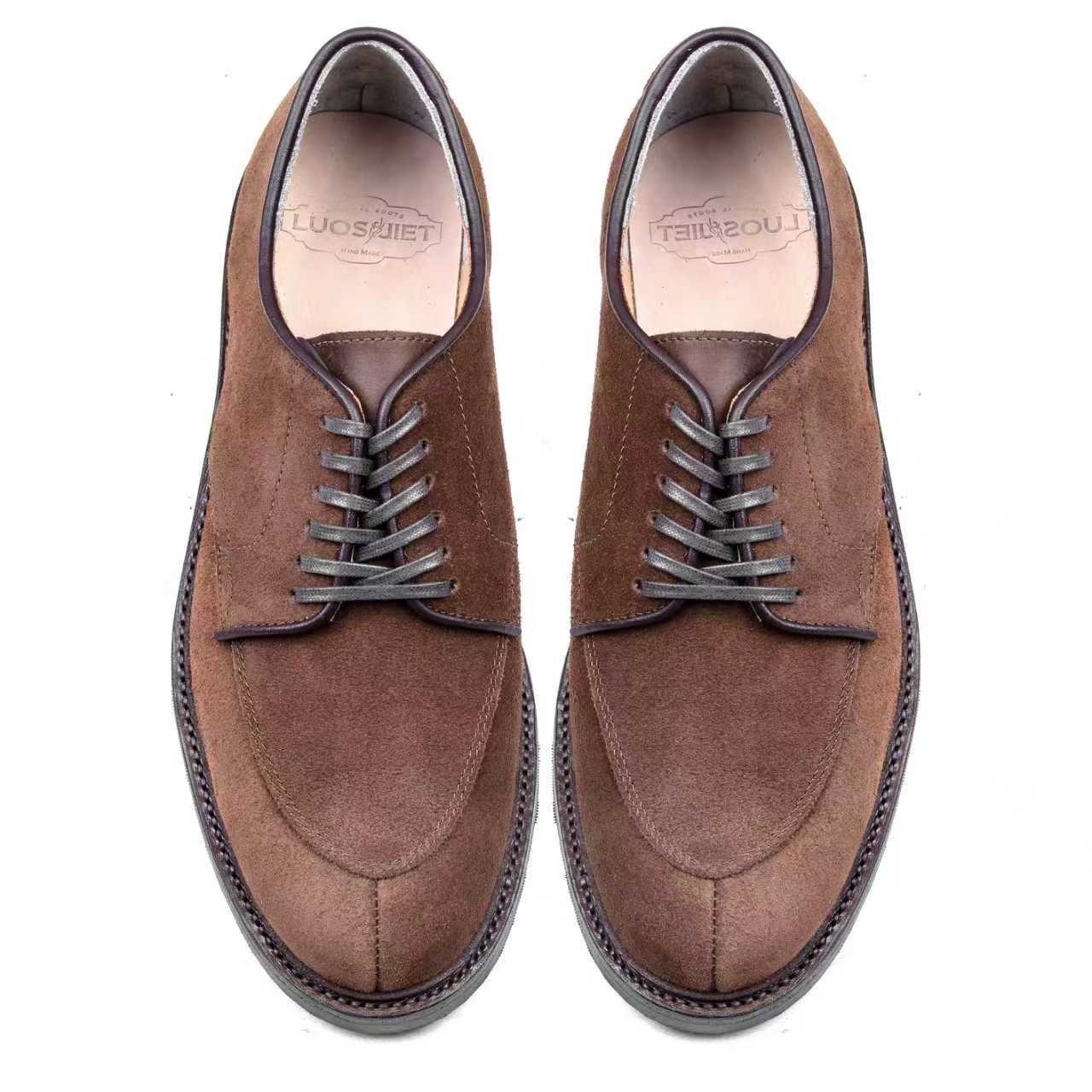 Classic V-Tip Shoe - luosjiet®shoes - Brown Oiled Cowhide Reverse