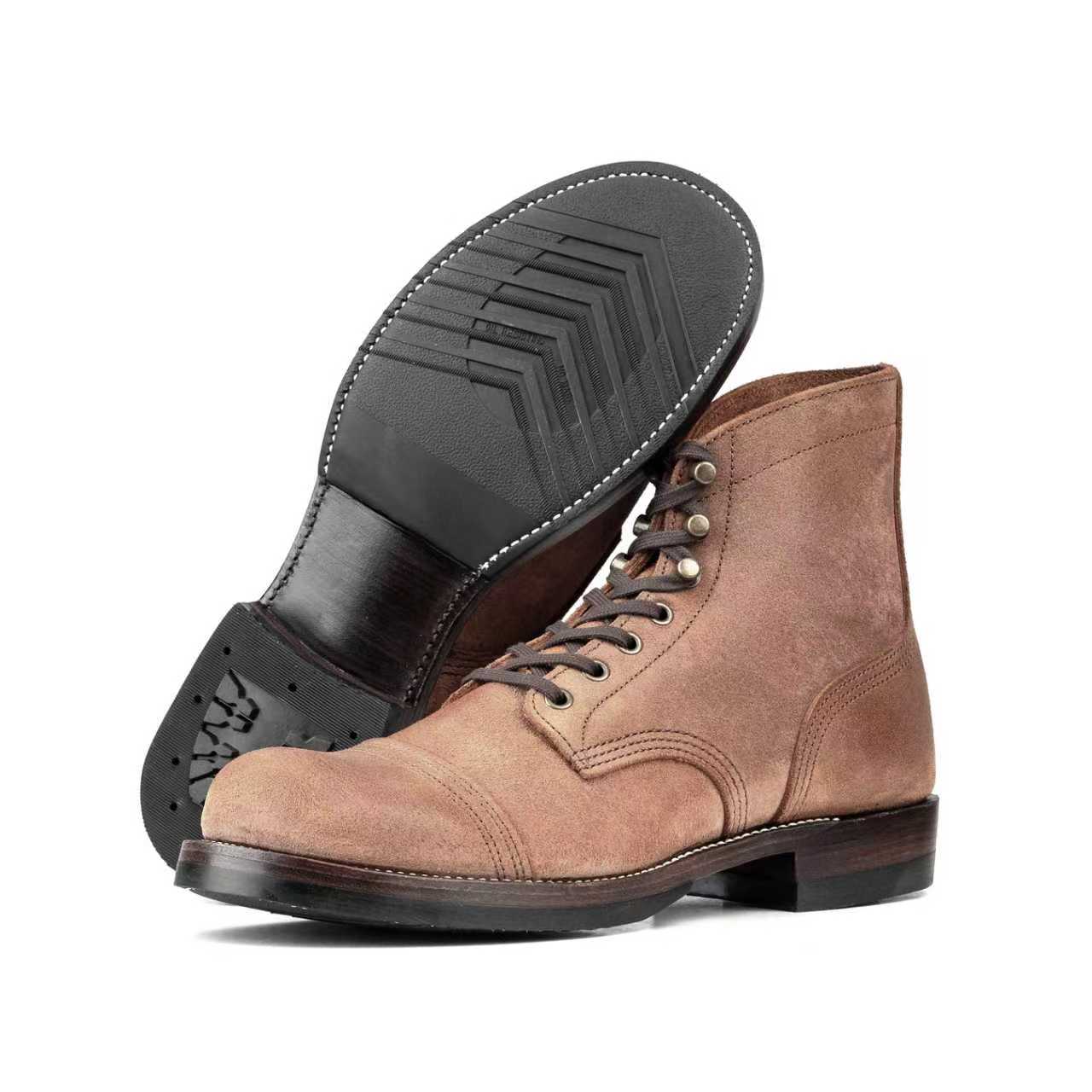 Munson Paratroop Boots P01 - luosjiet®boots MTO -  Tan Latigo Grain Cowhide Reverse