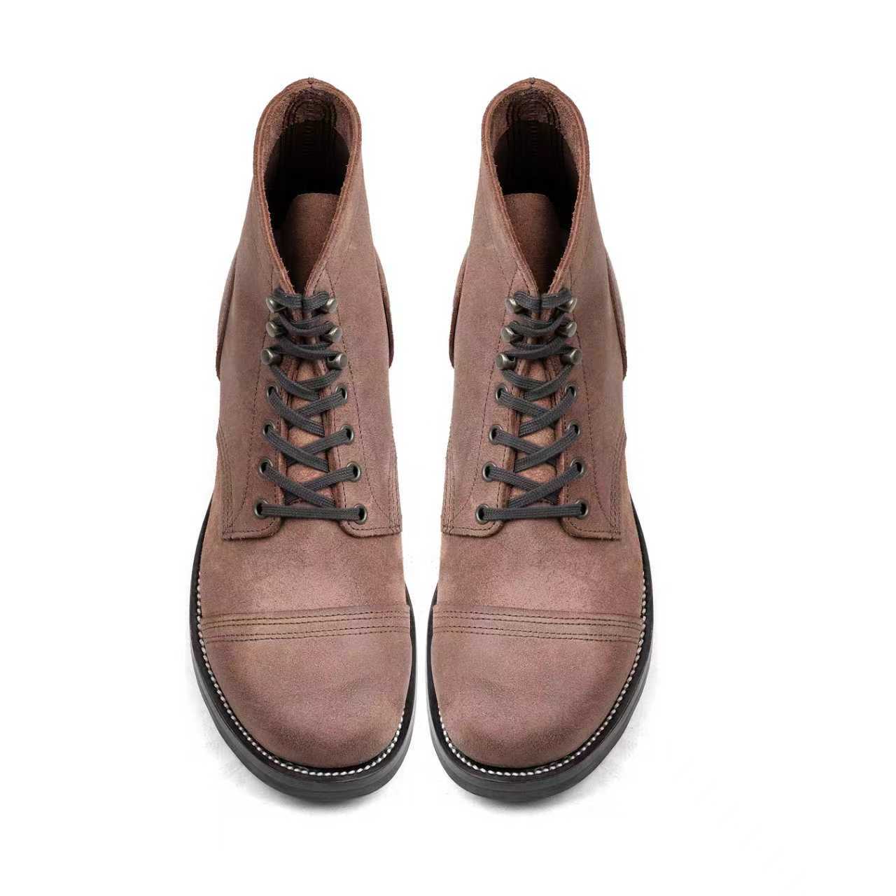 Munson Paratroop Boots P01 - luosjiet®boots MTO -  Tan Latigo Grain Cowhide Reverse
