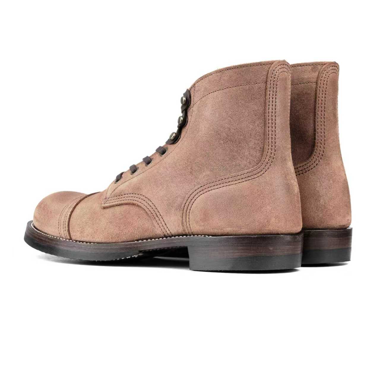 Munson Paratroop Boots P01 - luosjiet®boots MTO -  Tan Latigo Grain Cowhide Reverse