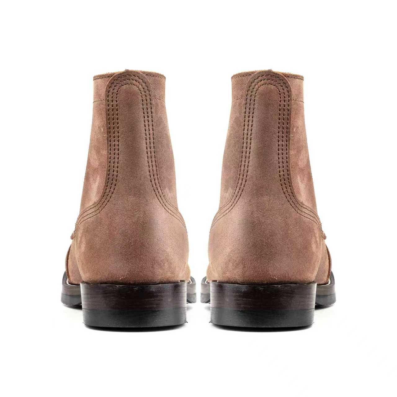 Munson Paratroop Boots P01 - luosjiet®boots MTO -  Tan Latigo Grain Cowhide Reverse