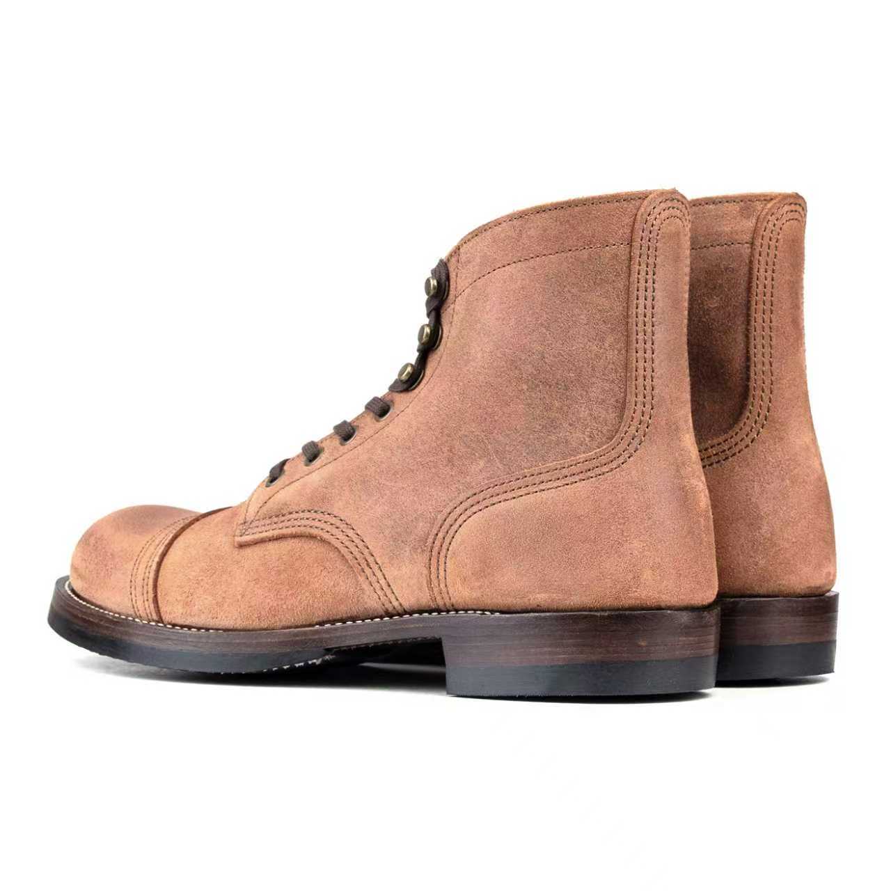 Munson Paratroop Boots P01 - luosjiet®boots MTO -  Tan Latigo Grain Cowhide Reverse