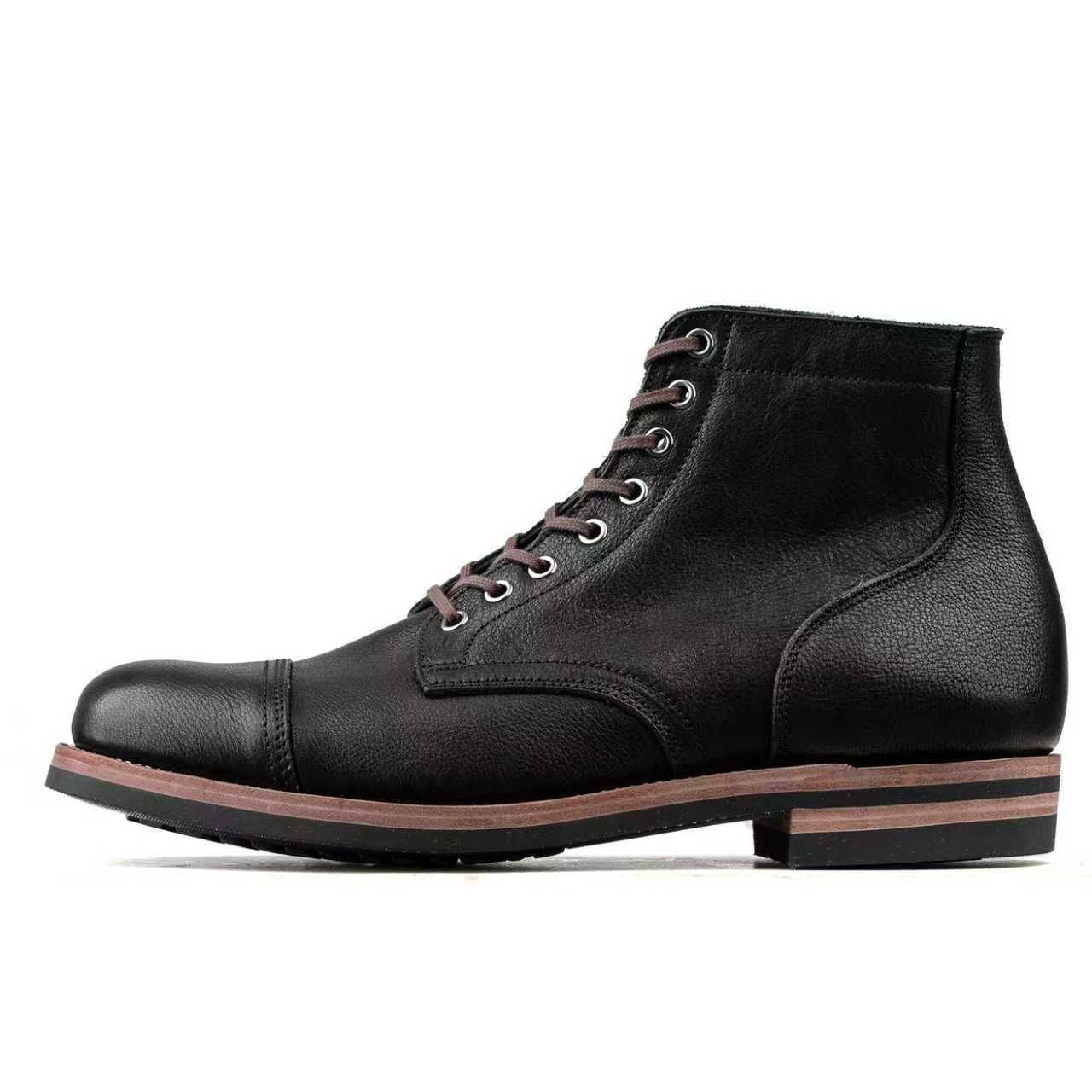 CapToe Service Boot -luosjiet®boots - Black Tibet Yak Leather