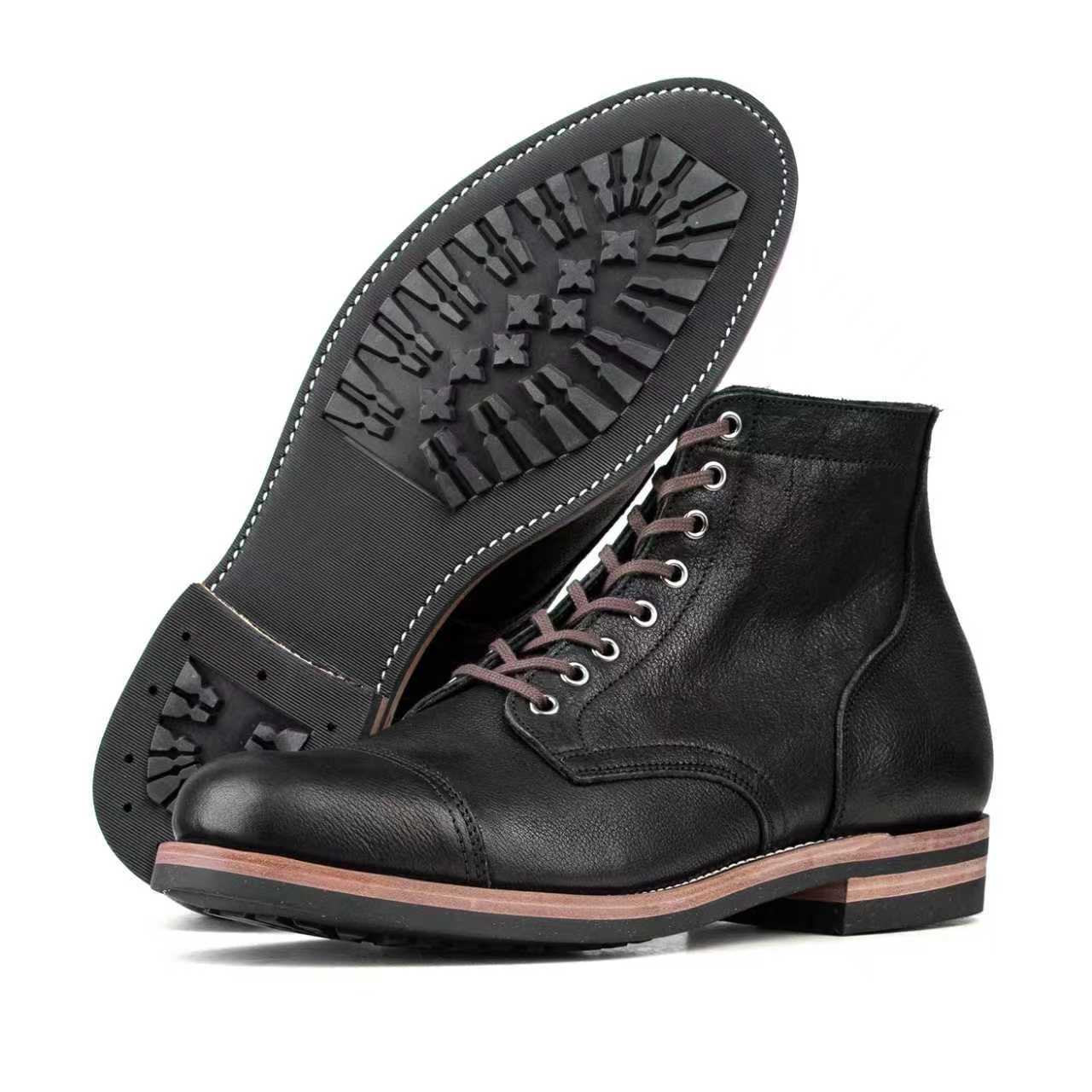 CapToe Service Boot -luosjiet®boots - Black Tibet Yak Leather