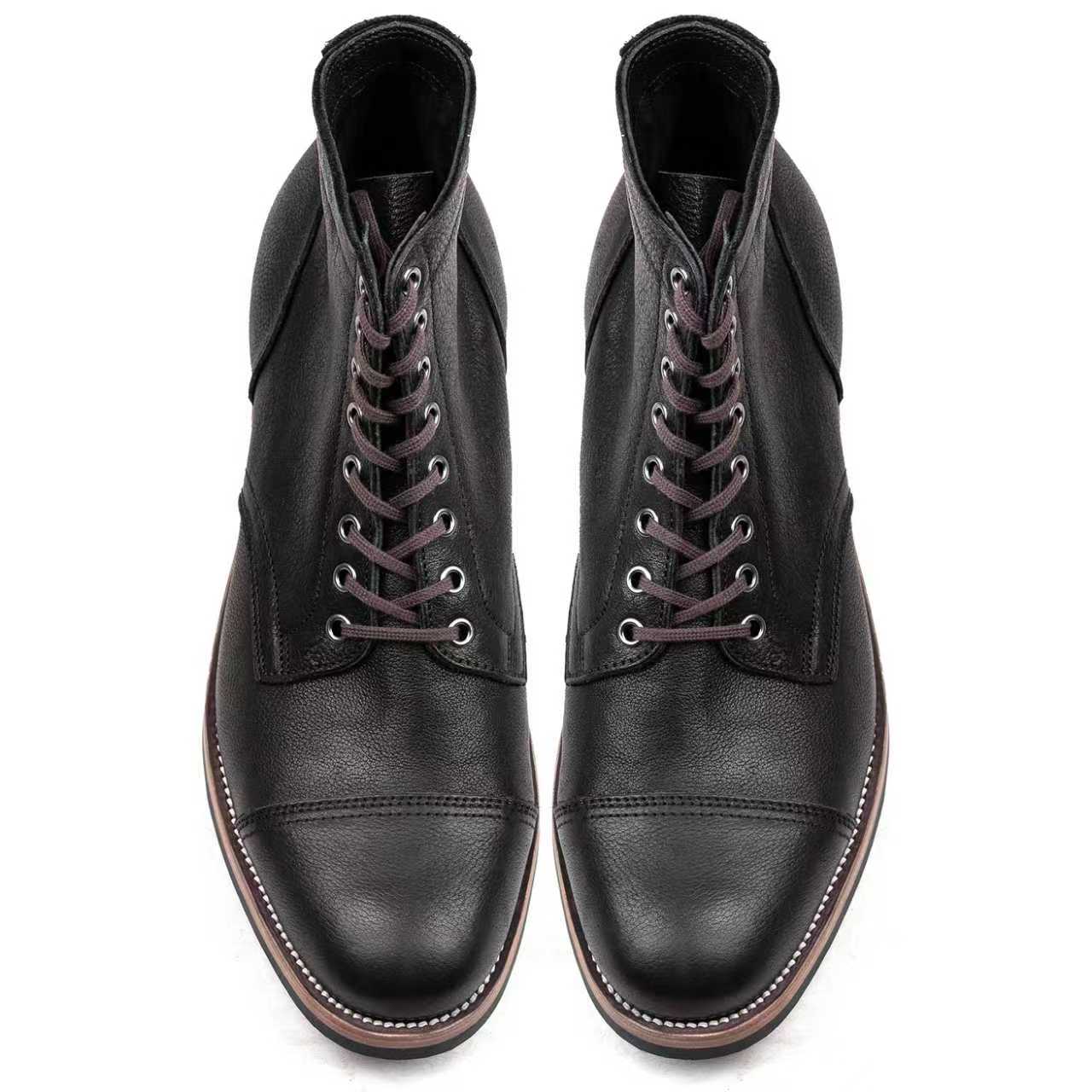 CapToe Service Boot -luosjiet®boots - Black Tibet Yak Leather