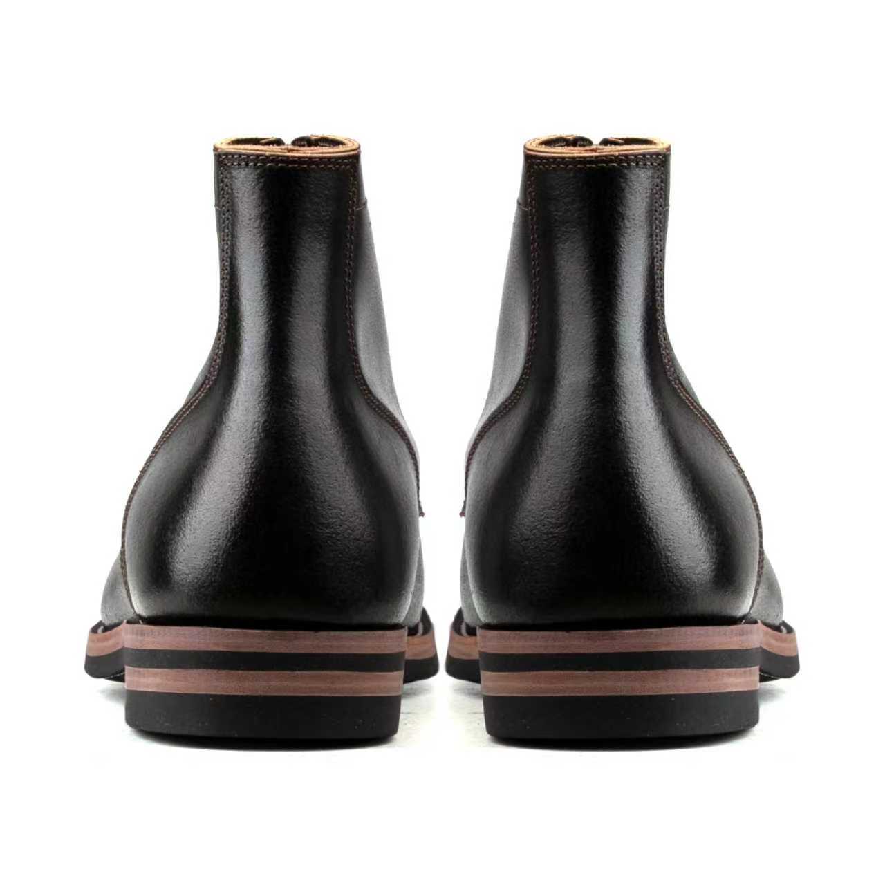 Plain Toe Service Boot -luosjiet®boots - Black Waxed Flesh