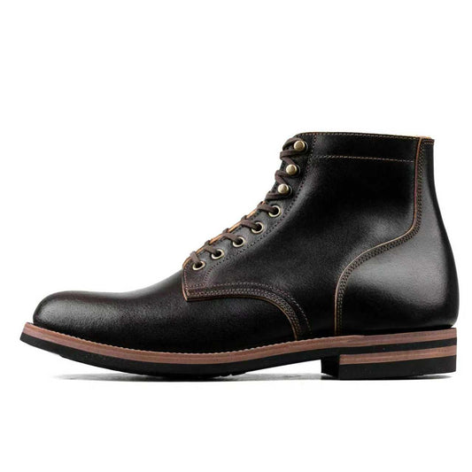 Plain Toe Service Boot -luosjiet®boots - Black Waxed Flesh
