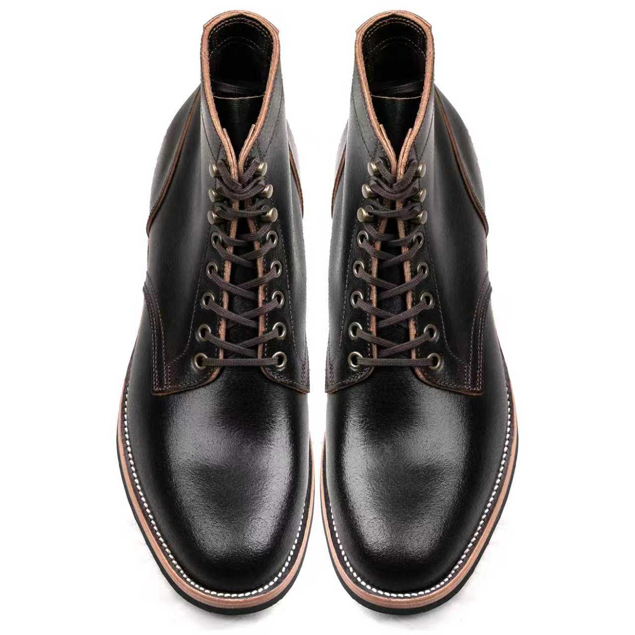 Plain Toe Service Boot -luosjiet®boots - Black Waxed Flesh