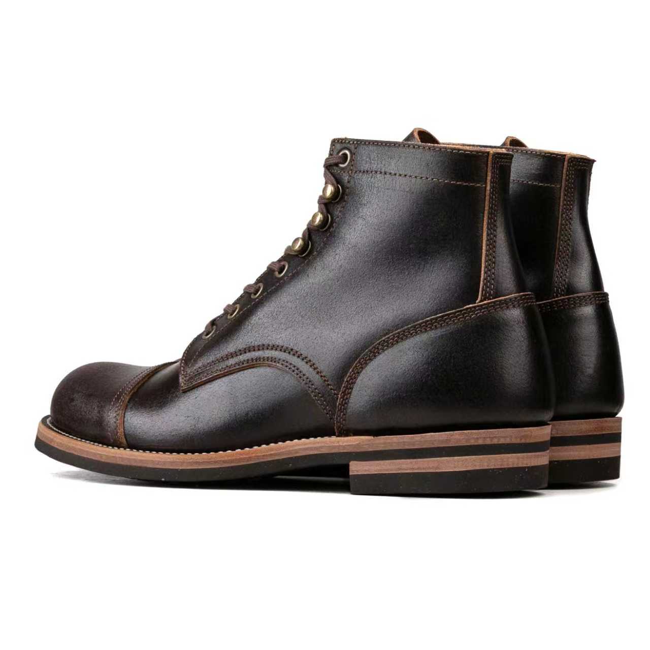 Munson CapToe Logging Boot -luosjiet®boots - Dark Brown Waxed Flesh