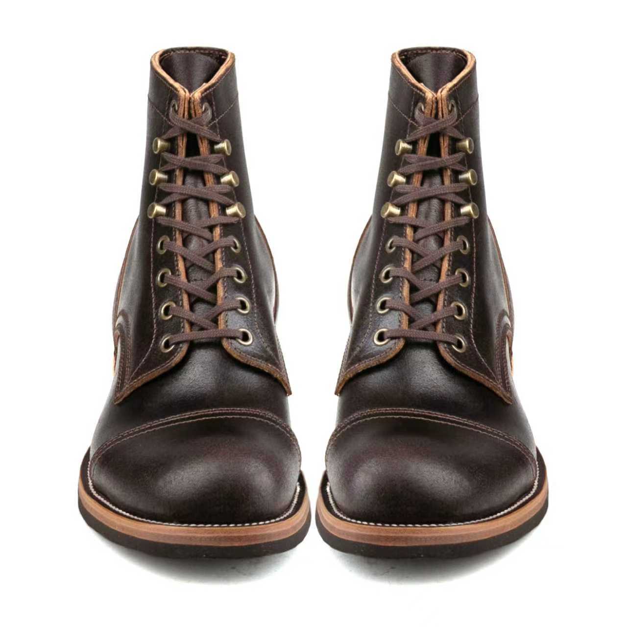 Munson CapToe Logging Boot -luosjiet®boots - Dark Brown Waxed Flesh