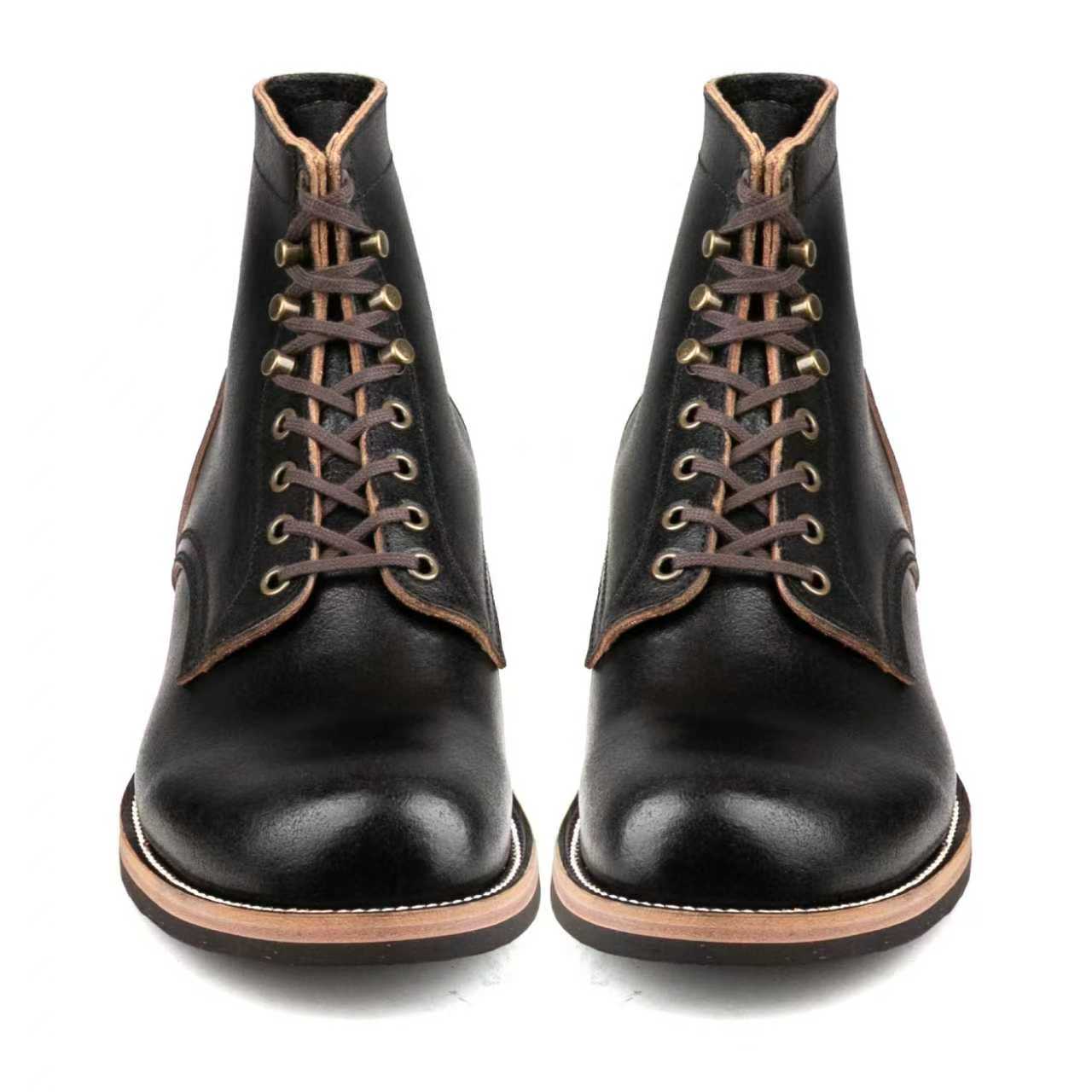 Munson Plain Toe Logging Boot -luosjiet®boots - Black Waxed Flesh