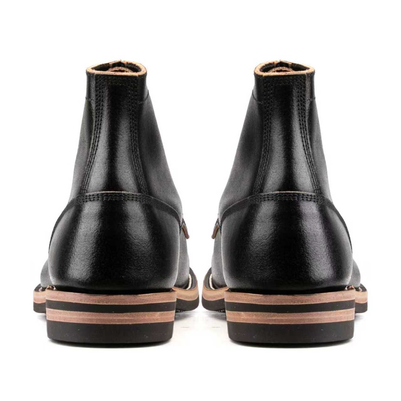 Munson Plain Toe Logging Boot -luosjiet®boots - Black Waxed Flesh