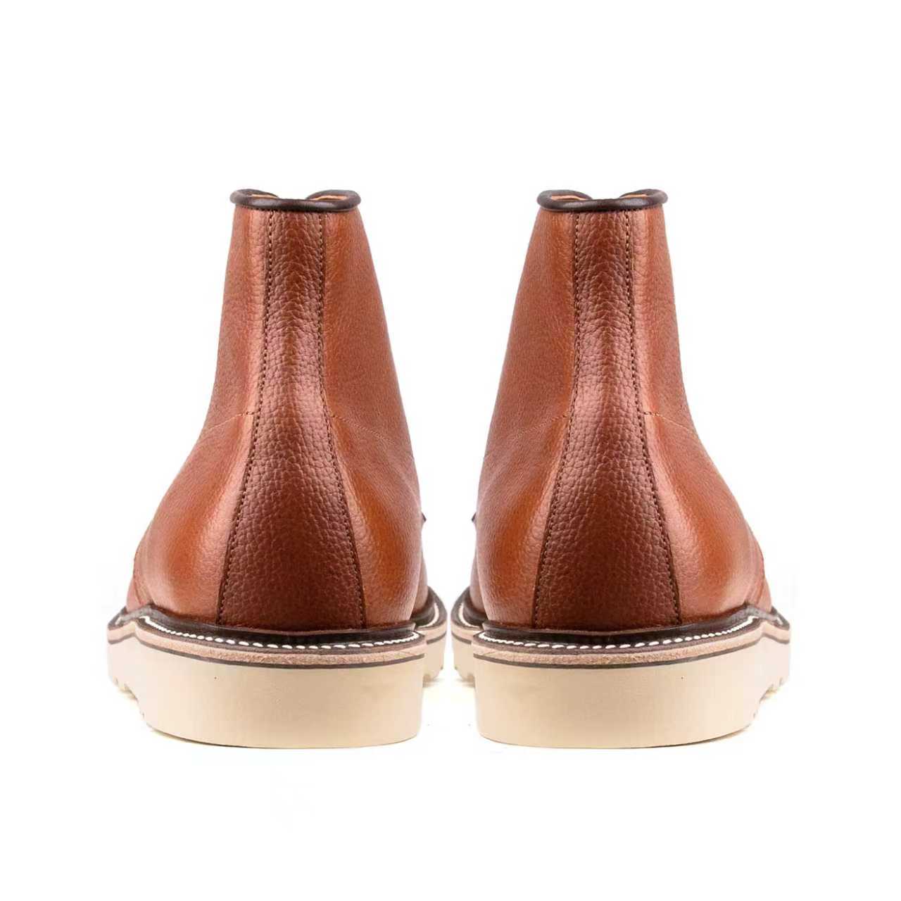 Indiana MocToe Boot - luosjiet®boots - Amber Brown Lychee pattern Cowhide