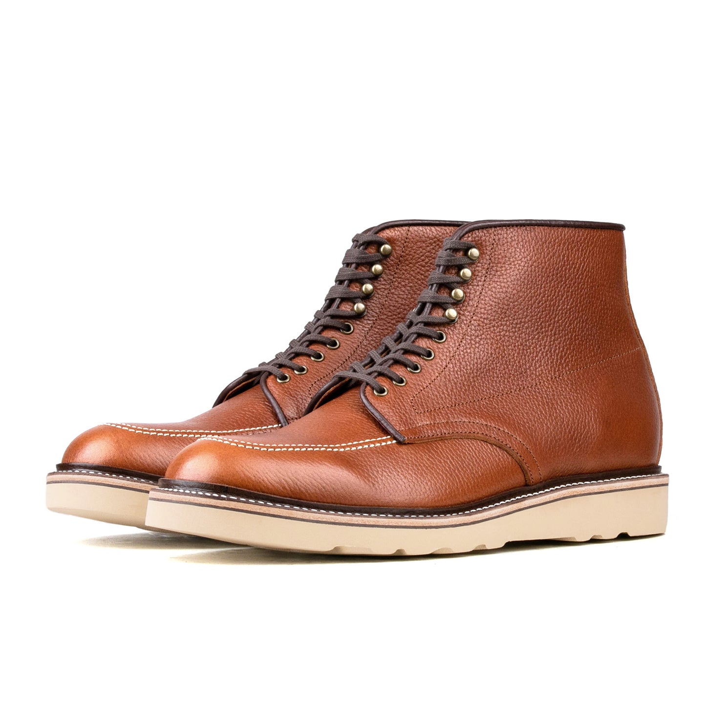 Indiana MocToe Boot - luosjiet®boots - Amber Brown Lychee pattern Cowhide