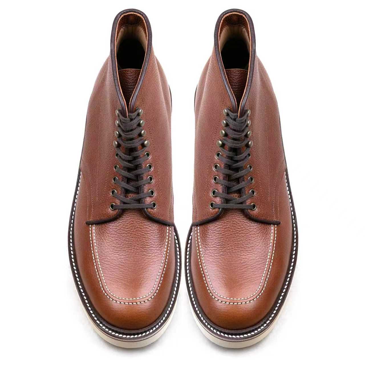 Indiana MocToe Boot - luosjiet®boots - Amber Brown Lychee pattern Cowhide