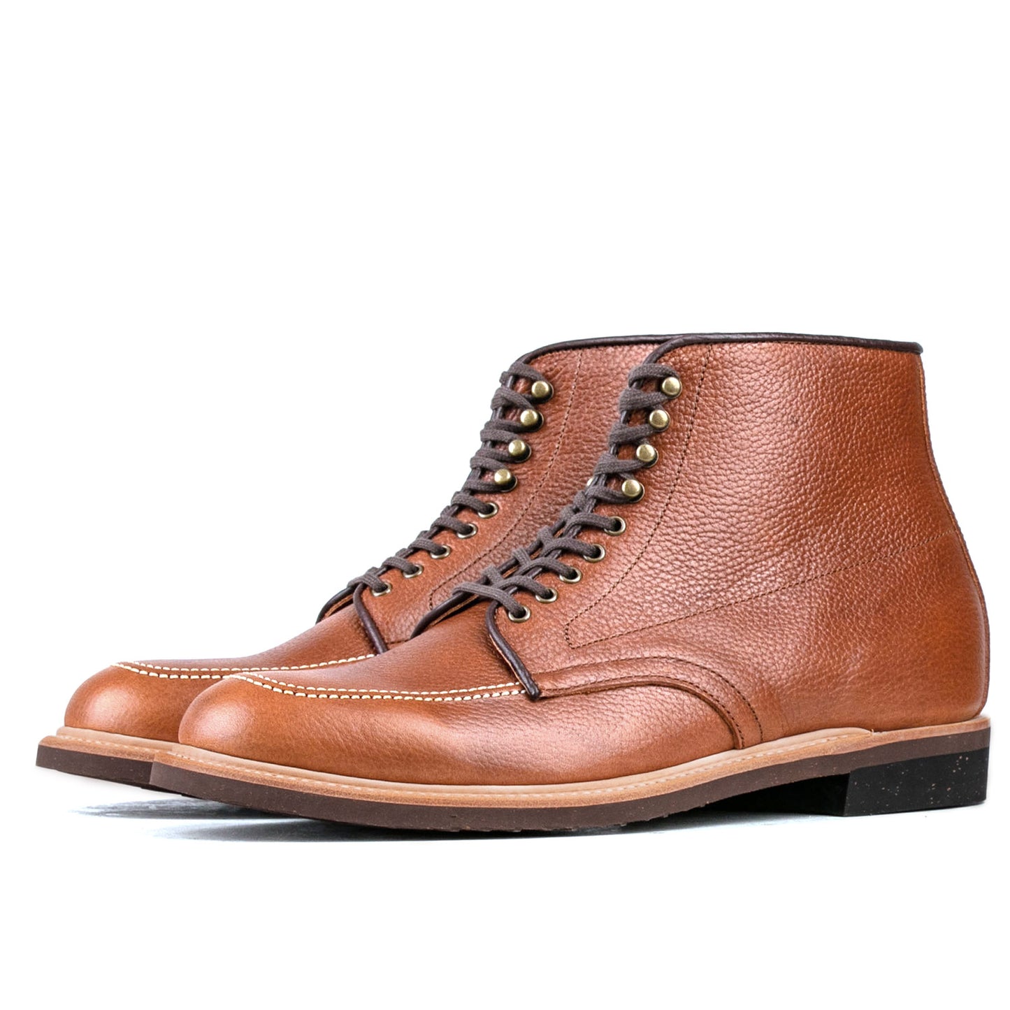 Indiana MocToe Boot - luosjiet®boots - Amber Brown Lychee pattern Cowhide