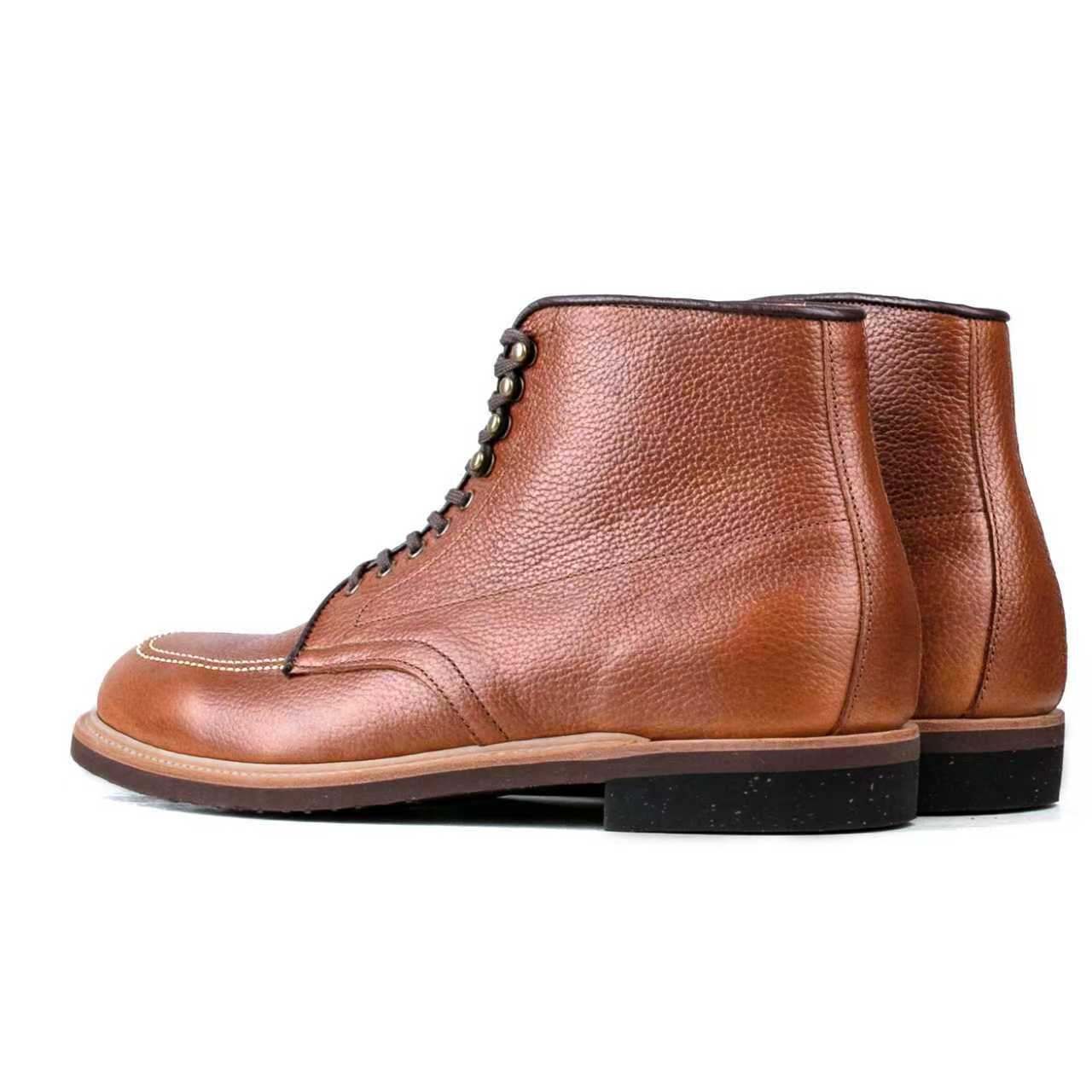 Indiana MocToe Boot - luosjiet®boots - Amber Brown Lychee pattern Cowhide