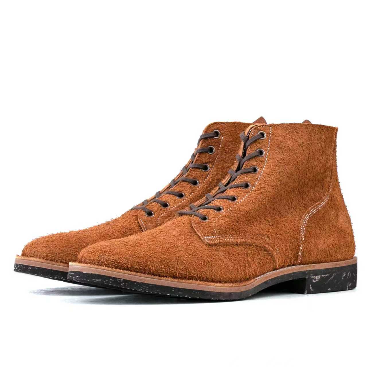 T.G.Escape Boondoker Boot - luosjiet®boots - Yellow Brown Oiled  Cowhide Reverse(Long hair)