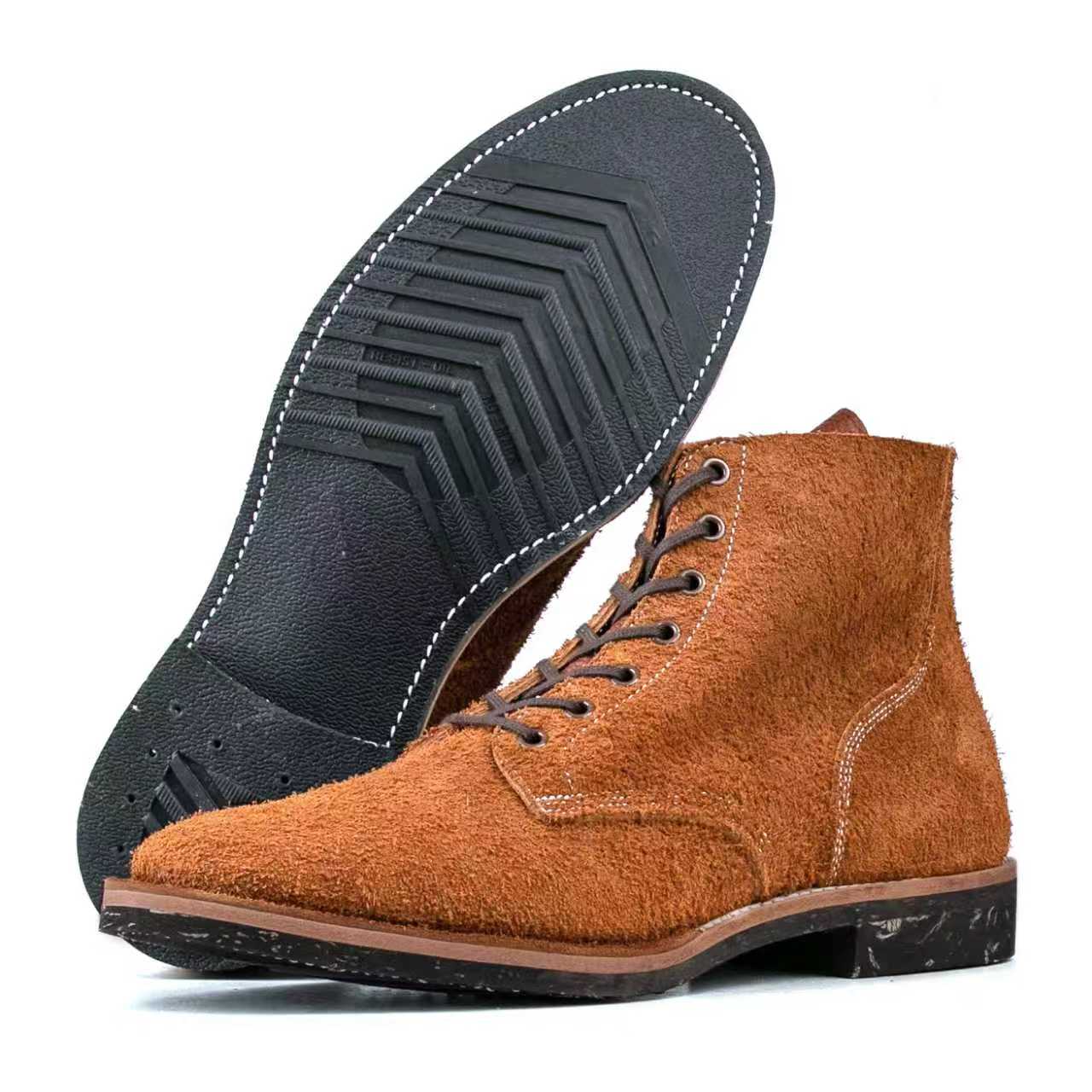 T.G.Escape Boondoker Boot - luosjiet®boots - Yellow Brown Oiled  Cowhide Reverse(Long hair)