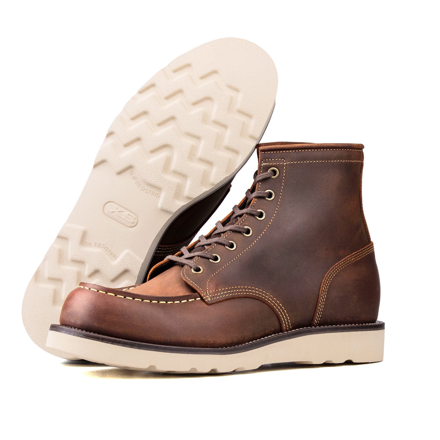 City MocToe Boot -luosjiet®boots - Crazy Horse Red Brown