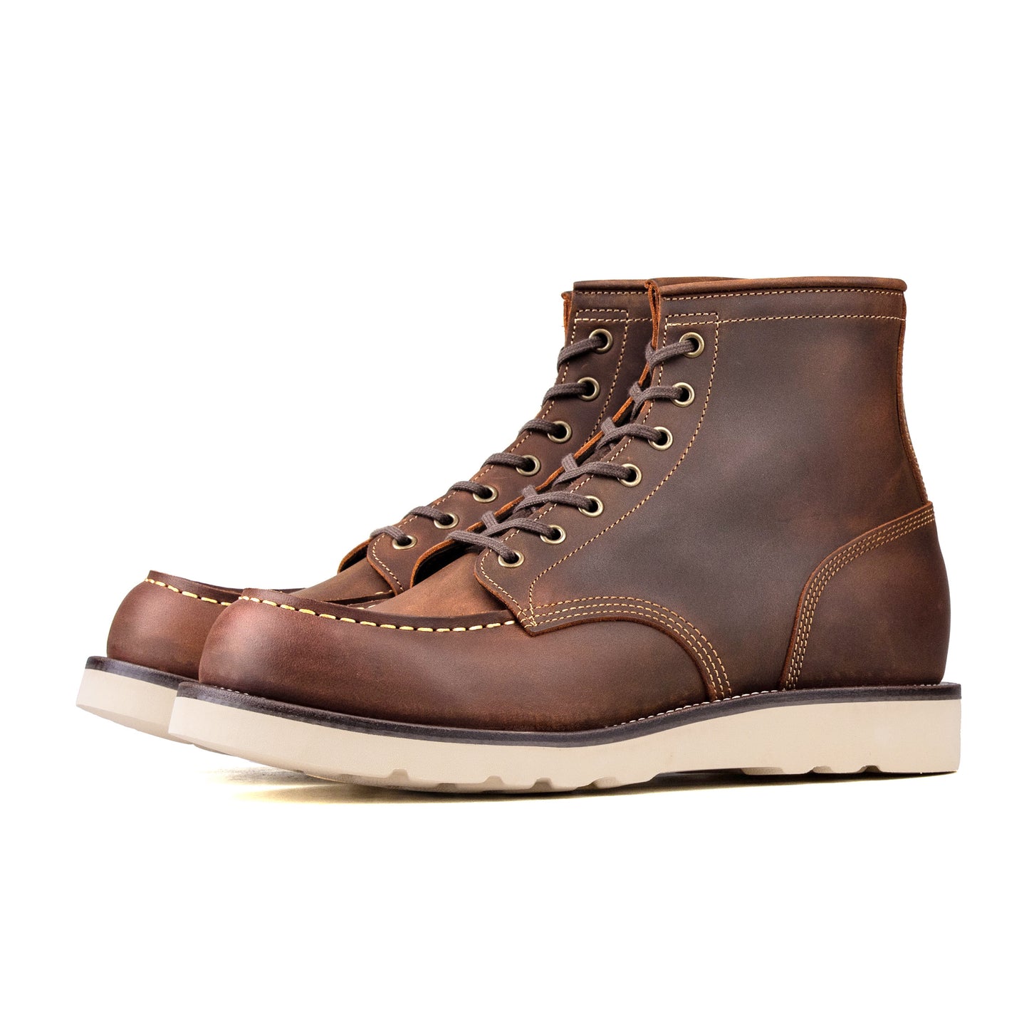 City MocToe Boot -luosjiet®boots - Crazy Horse Red Brown